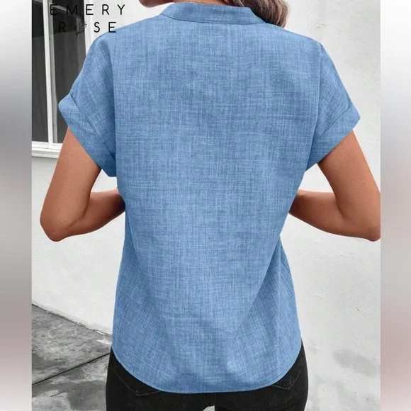 Emery Rose SHEIN top blouse career wear large fashion cap sleeve short - Picture 2 of 4